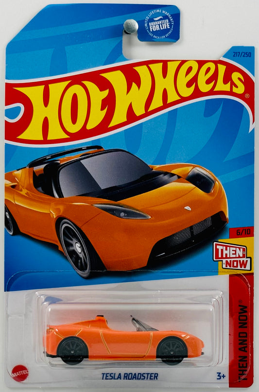 Hot Wheels 2023 - Collector # 217/250 - Then and Now 06/10 - Tesla Roadster - Orange - USA