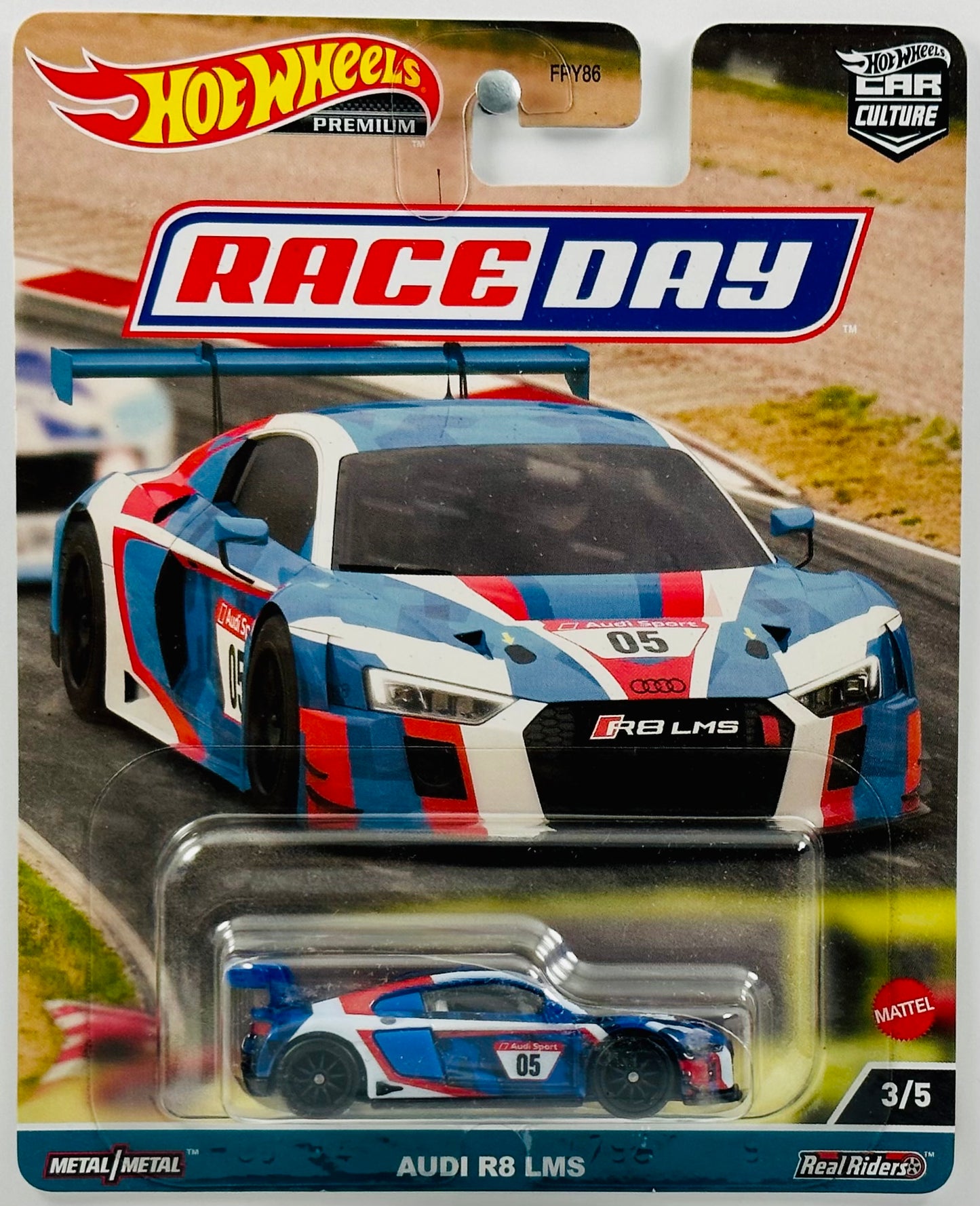 Hot Wheels 2023 - Car Culture: Race Day 3/5 - Audi R8 LMS - White - Metal/Metal & Real Riders