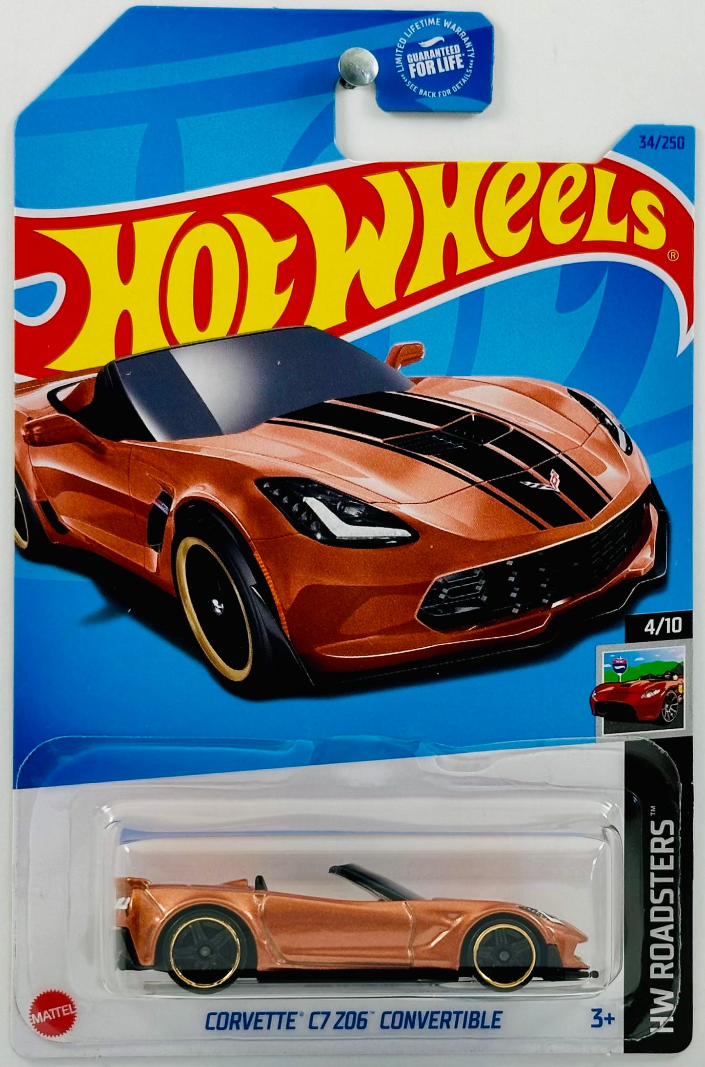 Hot Wheels 2023 - Collector # 034/250 - HW Roadsters 04/10 - Corvette C7 Z06 Convertible - Metalflake Copper - USA