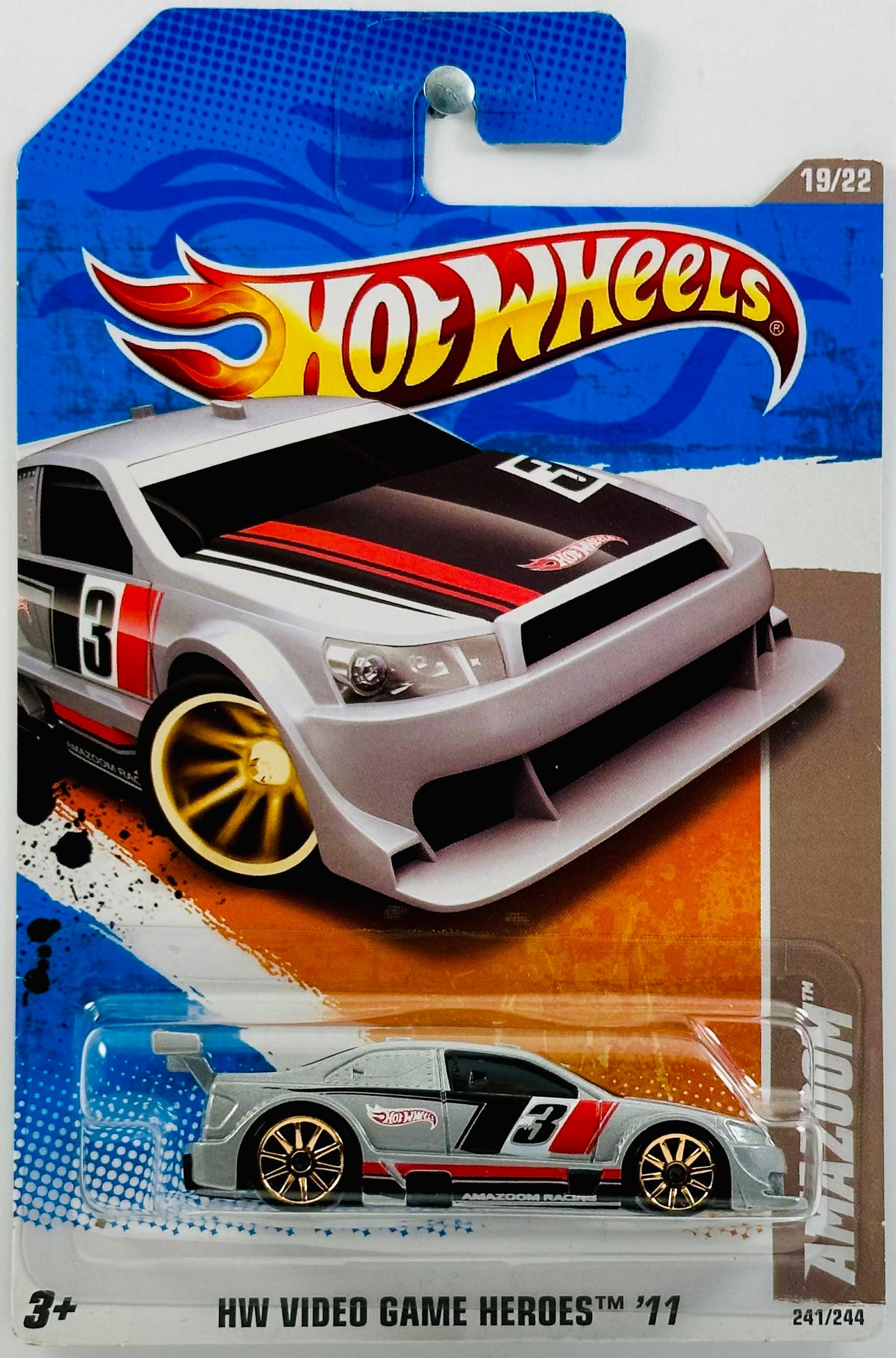 Hot Wheels 2011 - Collector # 241/244 - HW Video Game Heros 19/22 - Amazoom - Metallic Light Grey - USA