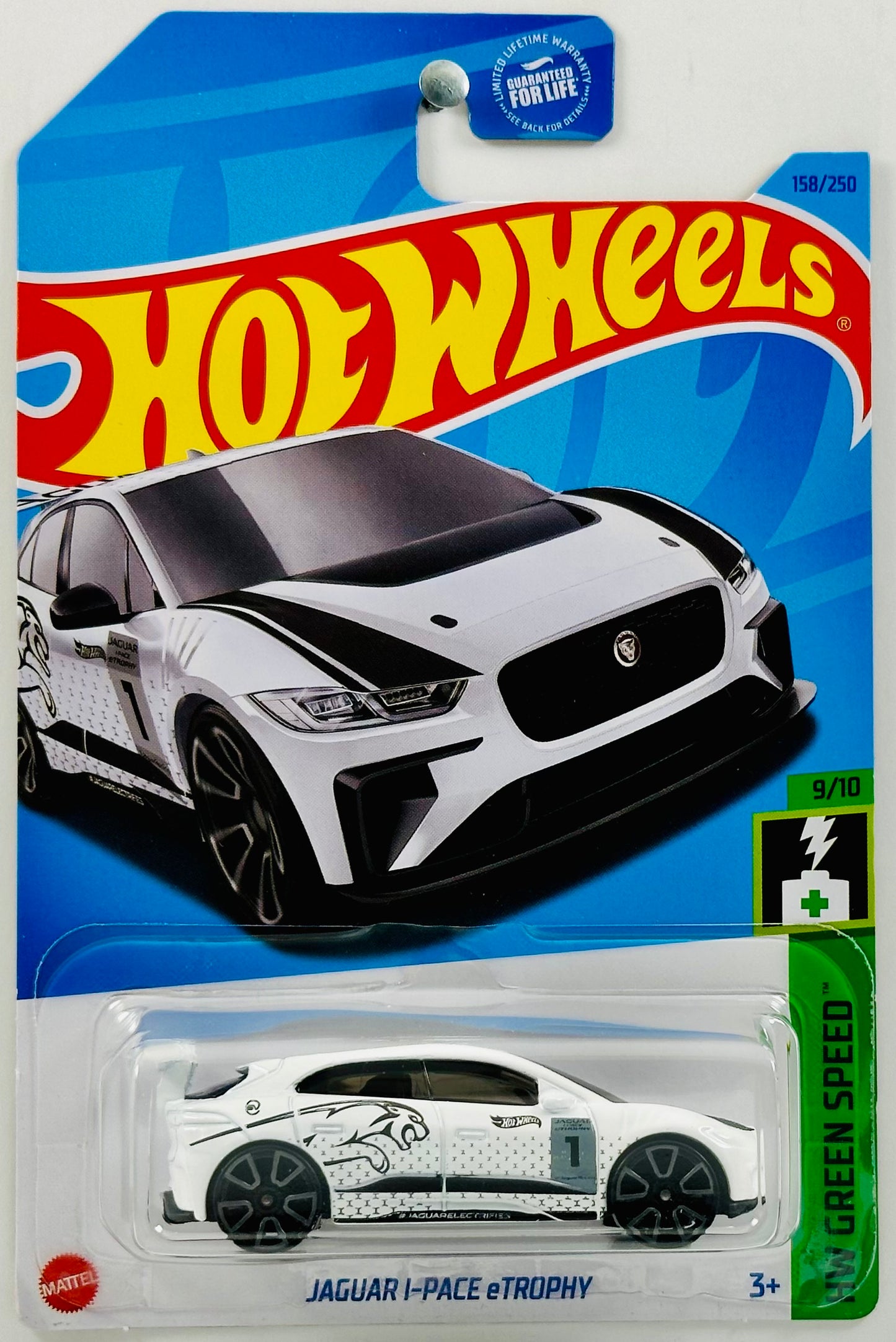 Hot Wheels 2023 - Collector # 158/250 - HW Green Speed 09/10 - Jaguar I-Pace eTrophy - White - USA