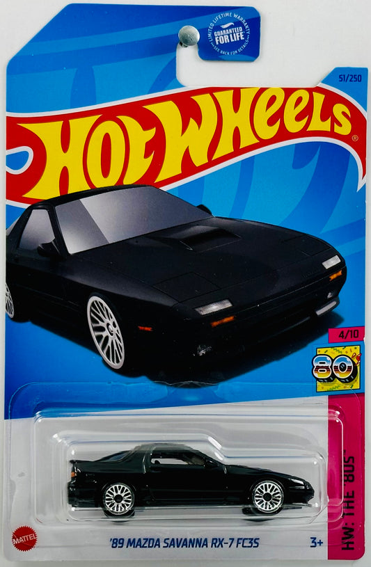 Hot Wheels 2023 - Collector # 051/250 - HW: The '80s 04/10 - '89 Mazda Savanna RX-7 FC3S - Black - USA