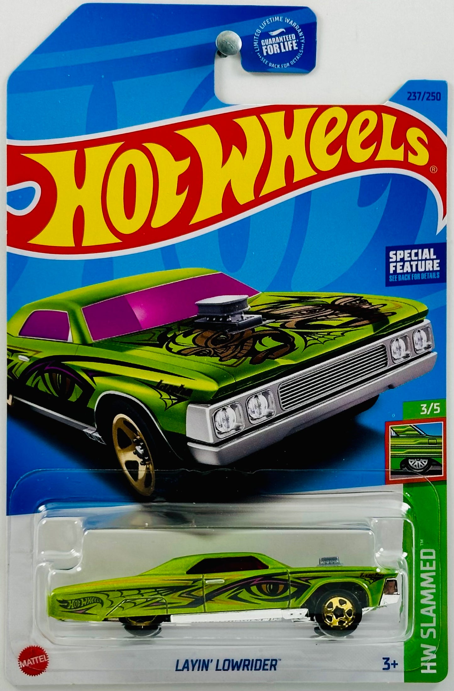 Hot Wheels 2023 - Collector # 237/250 - HW Slammed 02/05 - Layin' Lowrider - Metalflake Lime Green - USA