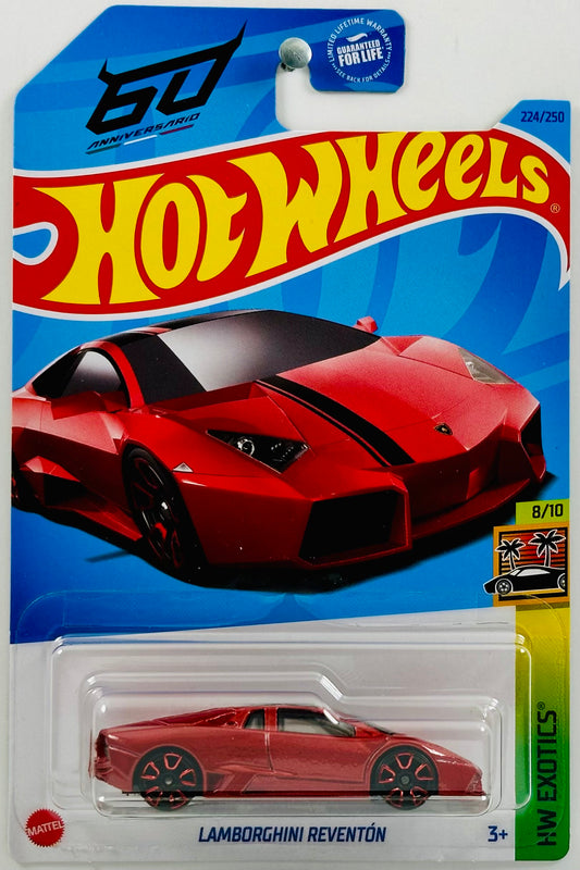 Hot Wheels 2023 - Collector # 224/250 - HW Exotics 08/10 - Lamborghini Reventón - Metalflake Red - USA