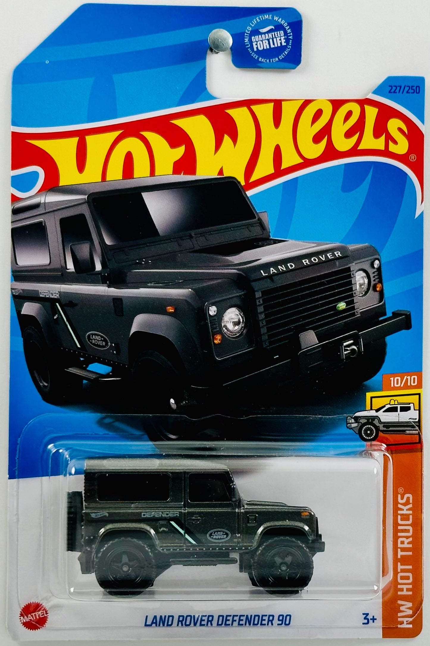 Hot Wheels 2023 - Collector # 227/250 - HW Hot Trucks 10/10 - Land Rover Defender 90 - Metalflake Dark Grey - USA