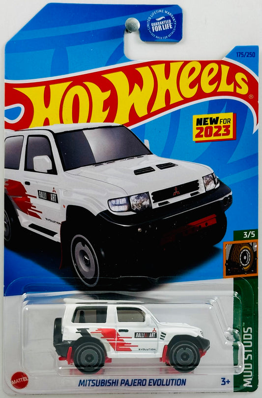 Hot Wheels 2023 - Collector # 175/250 - Mud Studs 03/05 - New Models - Mitsubishi Pajero Evolution - White - USA