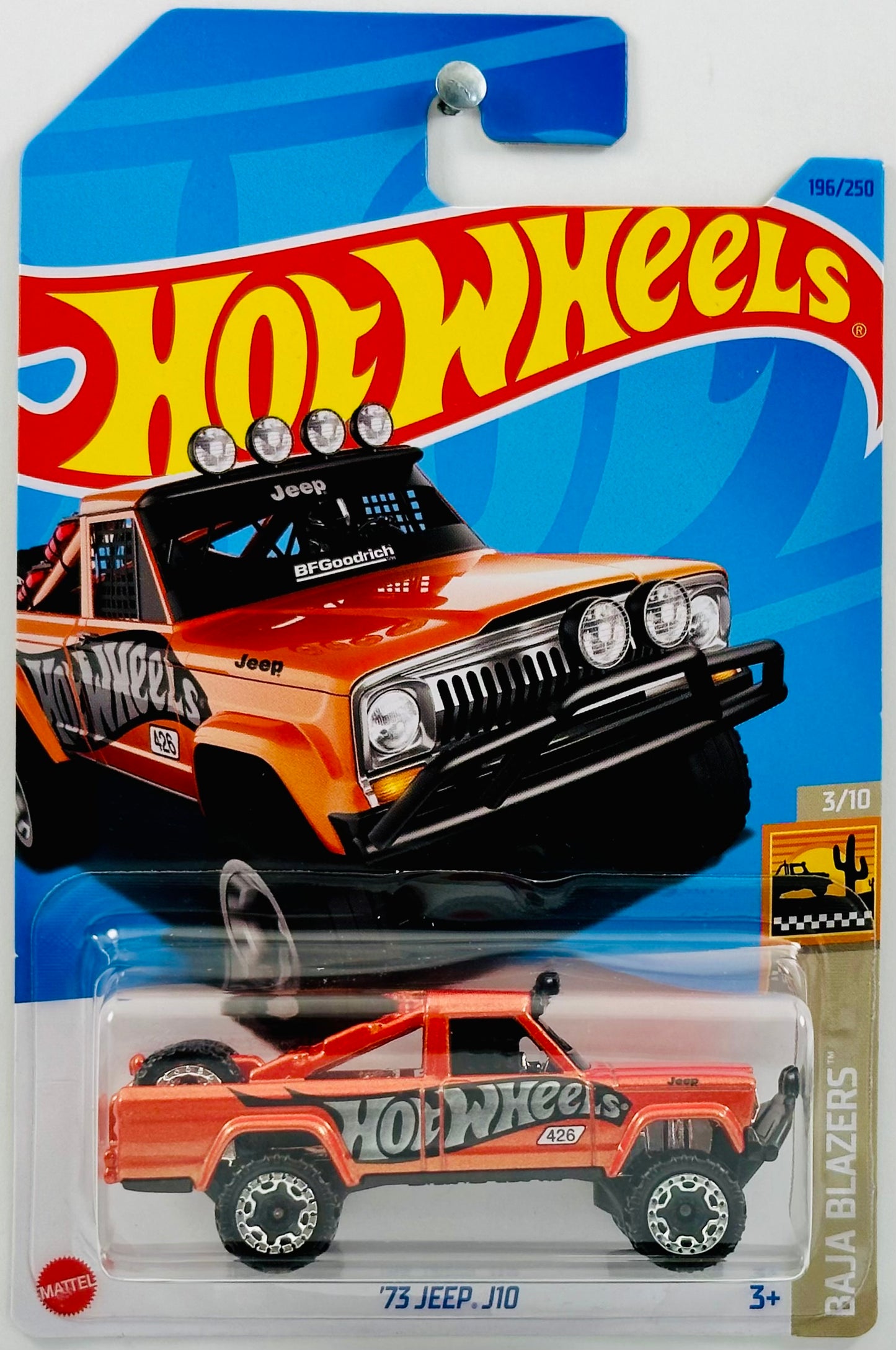 Hot Wheels 2023 - Collector # 196/250 - Baja Blazers 03/10 - '73 Jeep J10 - Metalflake Orange - IC