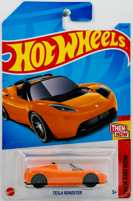 Hot Wheels 2023 - Collector # 217/250 - Then and Now 06/10 - Tesla Roadster - Orange - IC