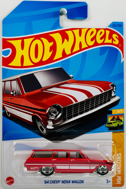 Hot Wheels 2023 - Collector # 222/250 - HW Wagons 03/05 - '64 Chevy Nova Wagon - Red - IC