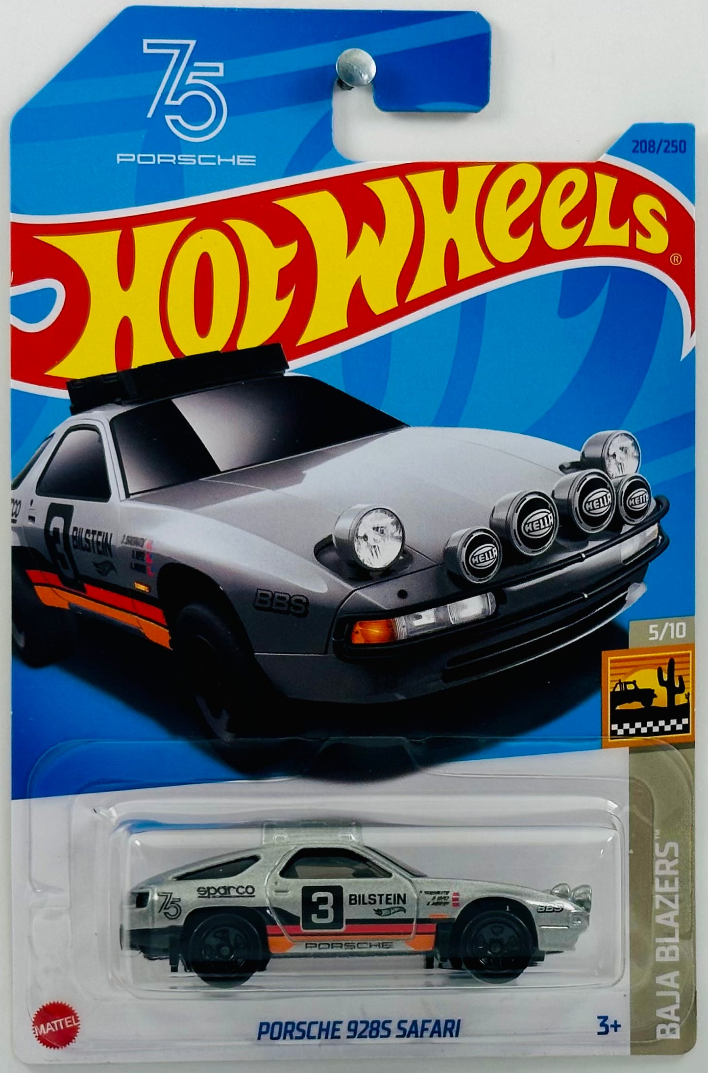 Hot Wheels 2023 - Collector # 208/250 - Baja Blazers 05/10 - Porsche 928S Safari - Metalflake Gray - IC