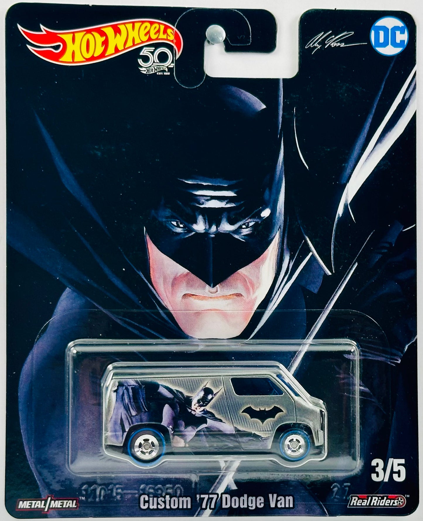 Hot Wheels 2018 - Pop Culture: Alex Ross DC Heroes 03/05 - Custom '77 Dodge Van - Metalflake Gray - Batman - DC Comics - Metal/Metal & Real Riders