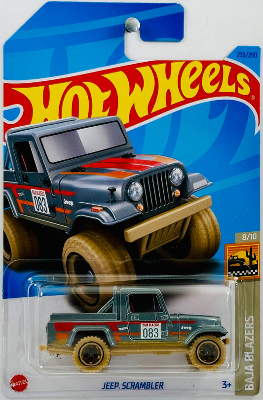 Hot Wheels 2023 - Collector # 233/250 - Baja Blazers 08/10 - Jeep Scrambler - Metalflake Sliver - IC