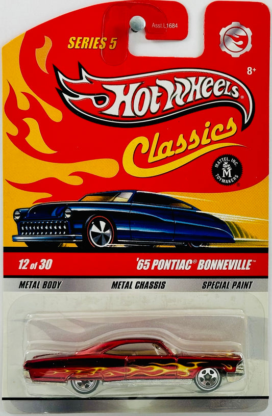 Hot Wheels 2009 - Classics Series 5 # 12/30 - '65 Pontiac Bonneville - Spectraflame Red - White Line 5 Spoke - Metal/Metal