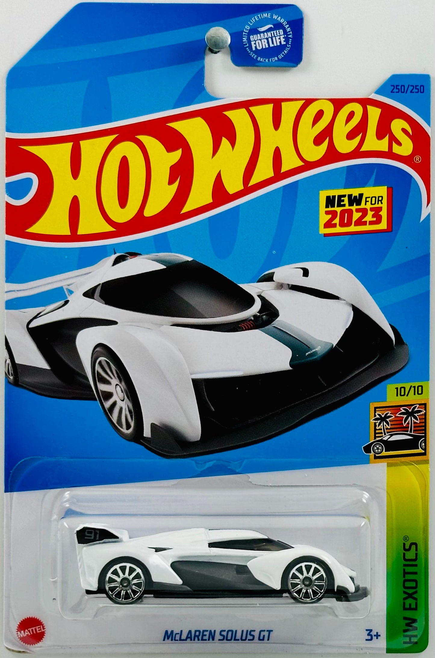 Hot Wheels 2023 - Collector # 250/250 - HW Exotics 10/10 - New Models - McLaren Solus GT - White - USA