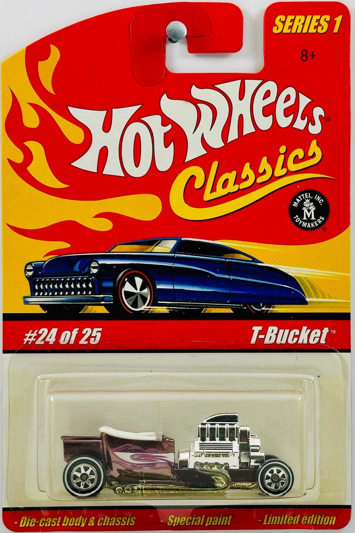 Hot Wheels 2005 - Classics Series 1 # 24/25 - T-Bucket - Spectraflame Light Purple - White Line 7 Spoke - Metal/Metal