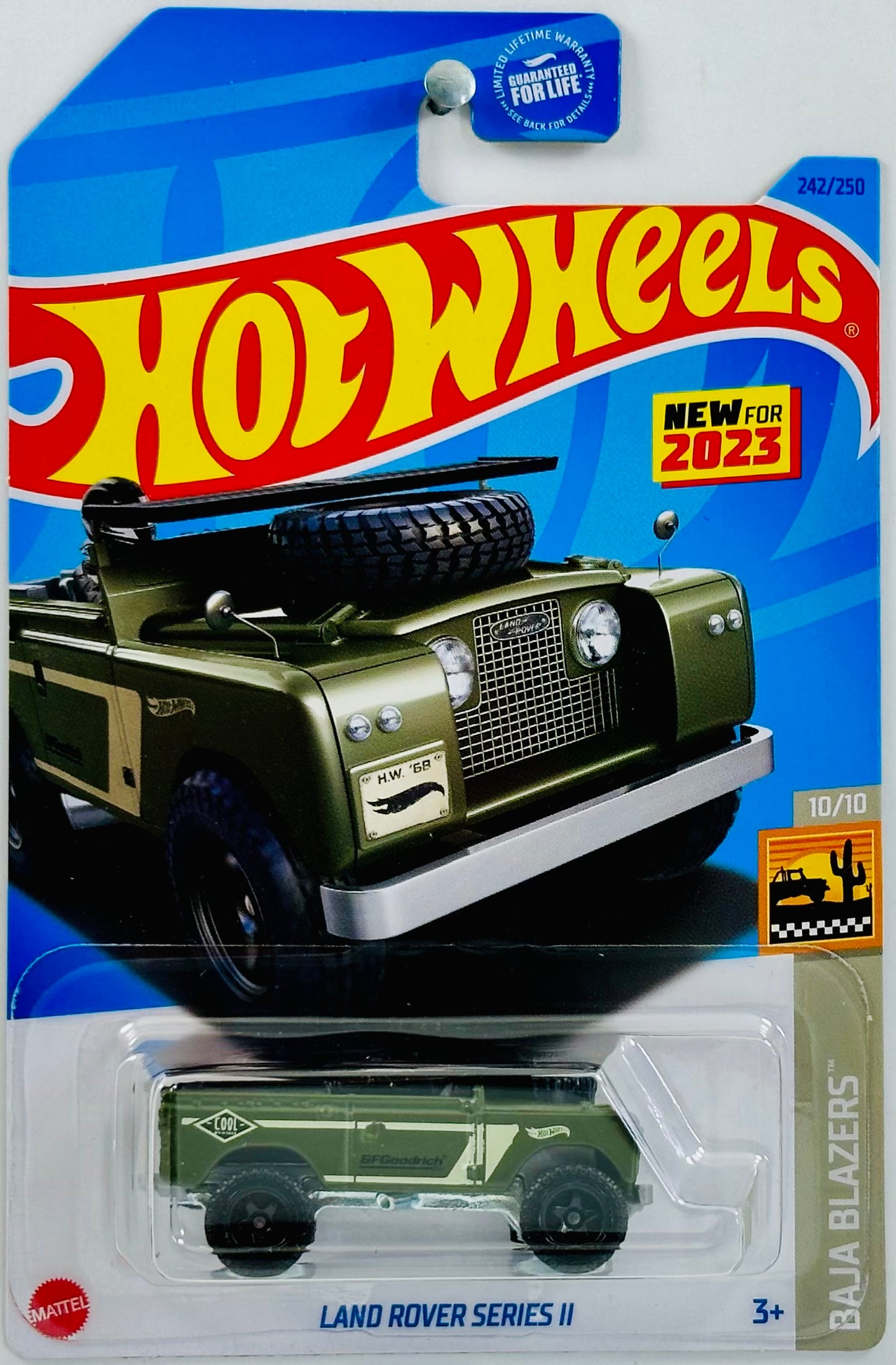 Hot Wheels 2023 - Collector # 242/250 - Baja Blazers 10/10 - New Models - Land Rover Series II - Army Green - USA