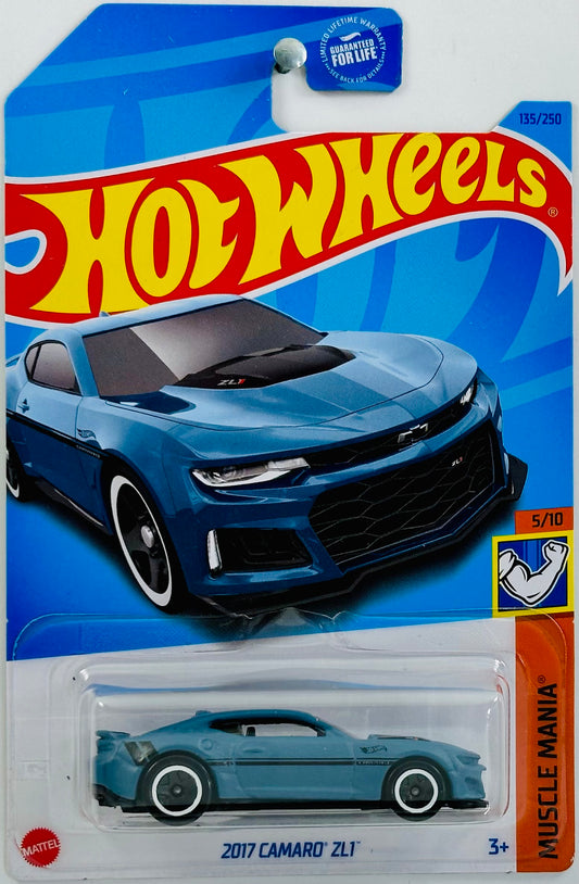 Hot Wheels 2023 - Collector # 135/250 - Muscle Mania 05/10 - 2017 Camaro ZL1 - Matte 'Moody' Blue - Kroger Exclusive - USA