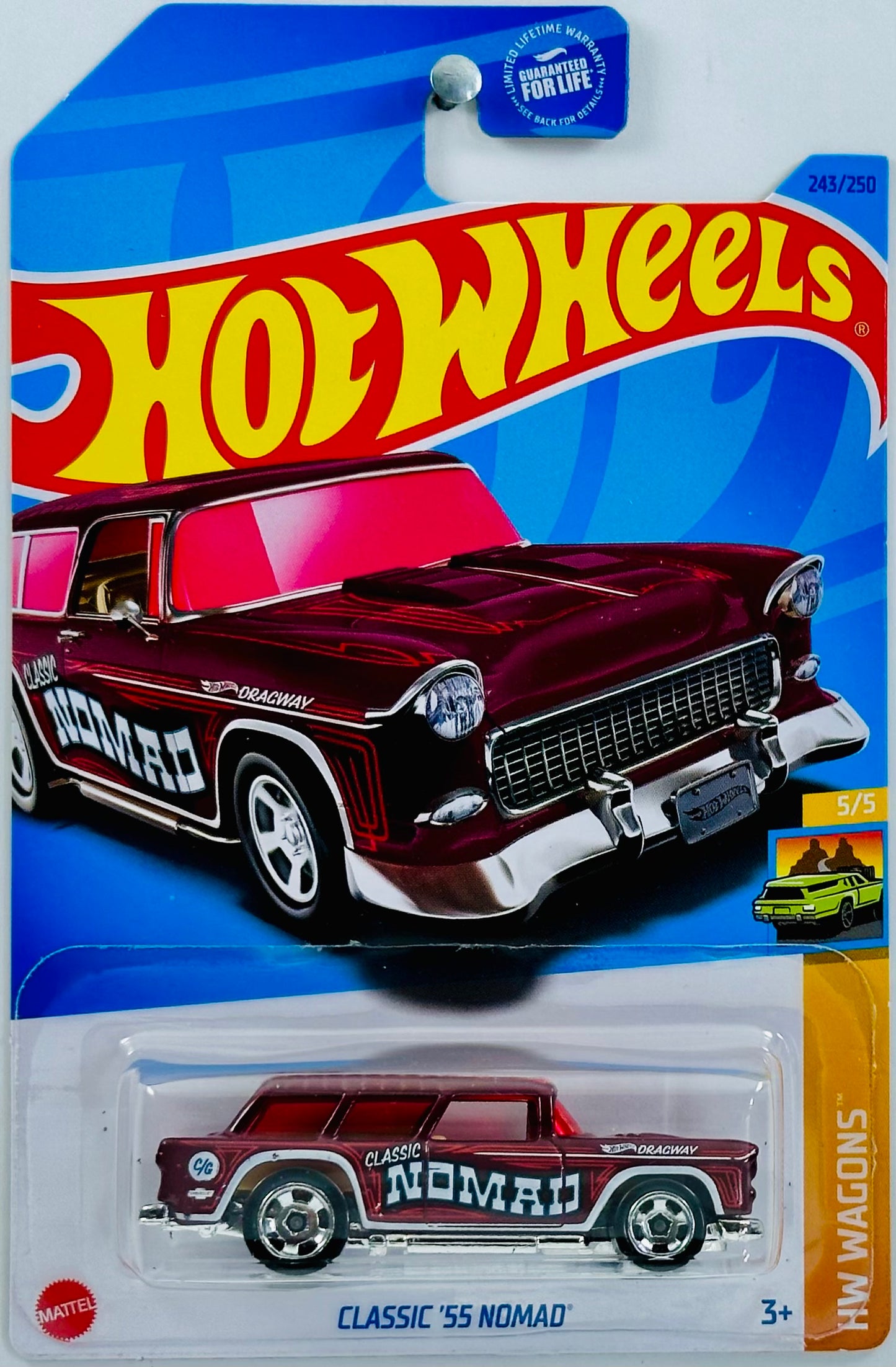 Hot Wheels 2023 - Collector # 243/250 - HW Wagons 05/05 - Classic '55 Nomad - Burgandy - USA