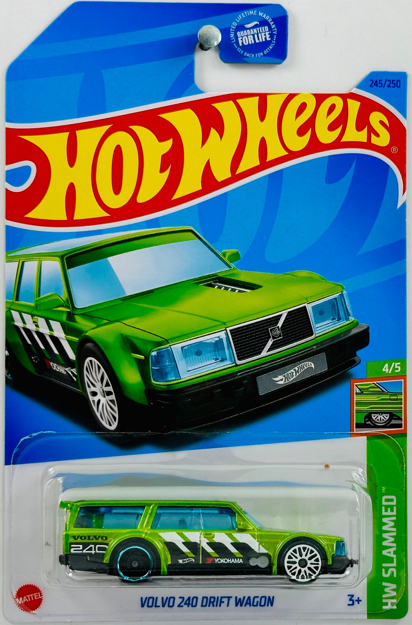 Hot Wheels 2023 - Collector # 245/250 - HW Slammed 04/05 - Volvo 240 Drift Wagon - Metallic Green - USA