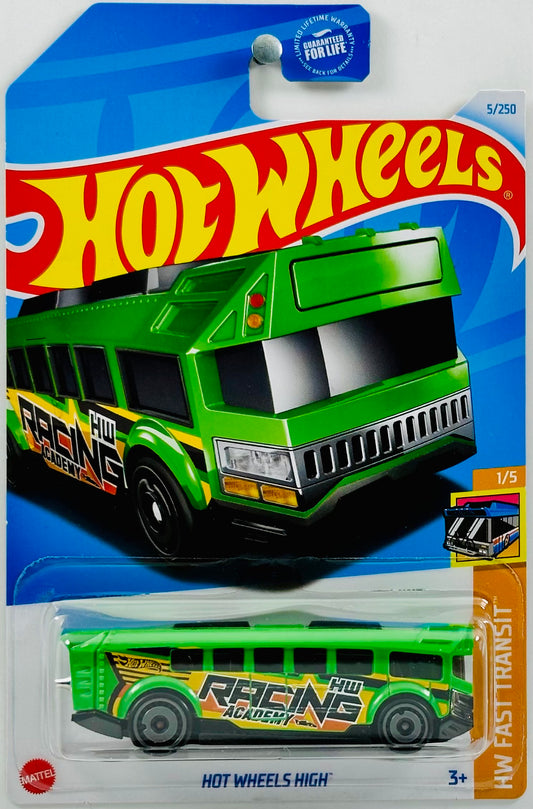 Hot Wheels 2024 - Collector # 005/250 - HW Fast Transit 01/05 - Hot Wheels High - Green - 'HW Racing Academy' - USA