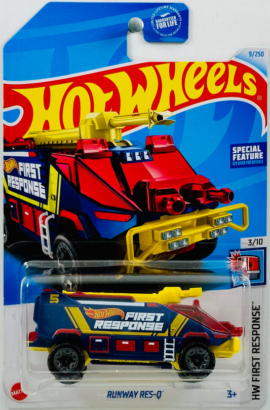 Hot Wheels 2024 - Collector # 009/250 - HW First Response 03/10 - Runway Res-Q - Dark Blue - 'First Response' - USA