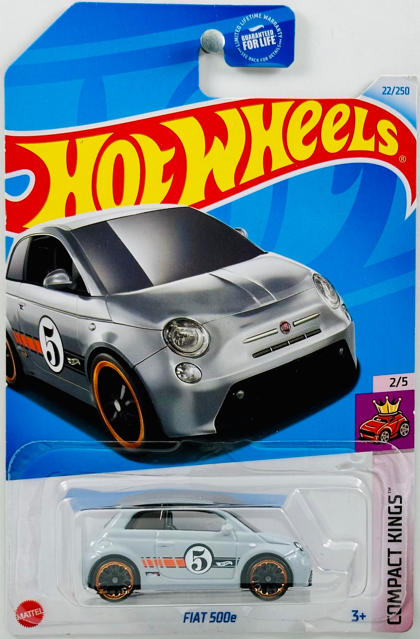 Hot Wheels 2024 - Collector # 022/250 - Compact Kings 02/05 - Fiat 500e - Gray - '5' - USA