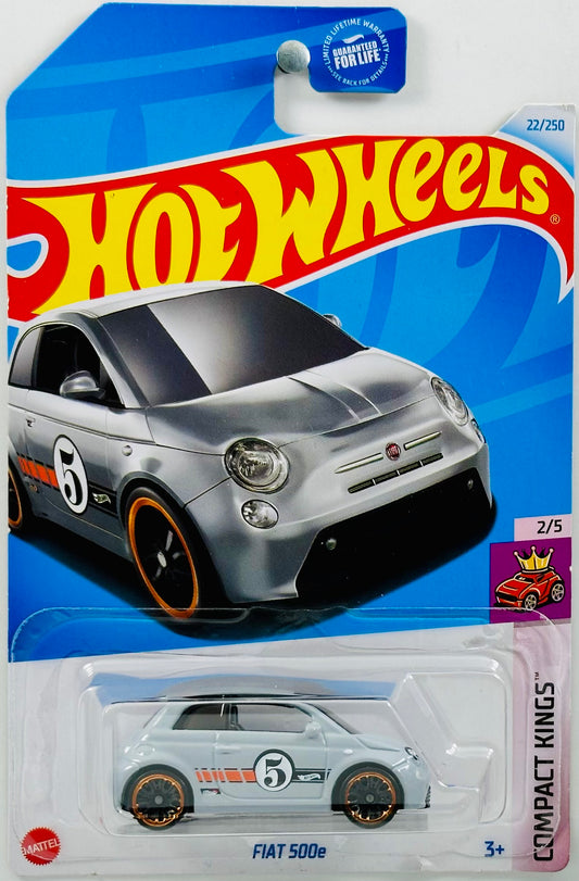 Hot Wheels 2024 - Collector # 022/250 - Compact Kings 02/05 - Fiat 500e - Gray - '5' - USA