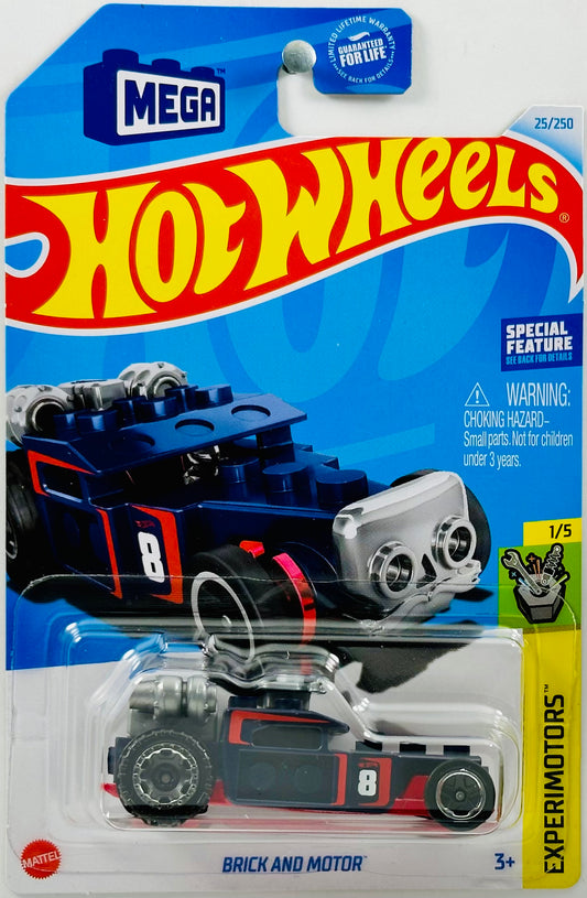 Hot Wheels 2024 - Collector # 025/250 - Experimotors 01/05 - Brick And Motor - Dark Blue - '8' - MEGA - USA