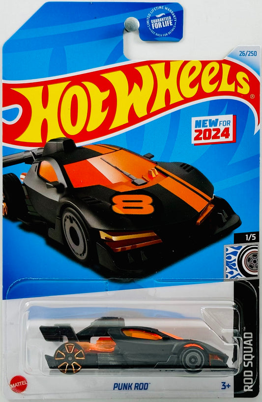 Hot Wheels 2024 - Collector # 026/250 - Rod Squad 01/05 - New Models - Punk Rod - Matte Black - '8' - USA