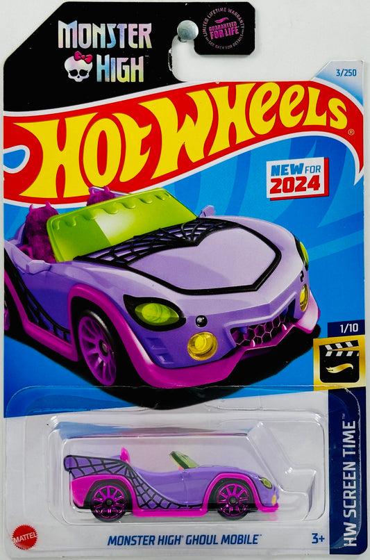 Hot Wheels 2024 - Collector # 003/250 - HW Screen Time 01/10 - New Models - Monster High Ghoul Mobile - Lavender - Monster High - USA