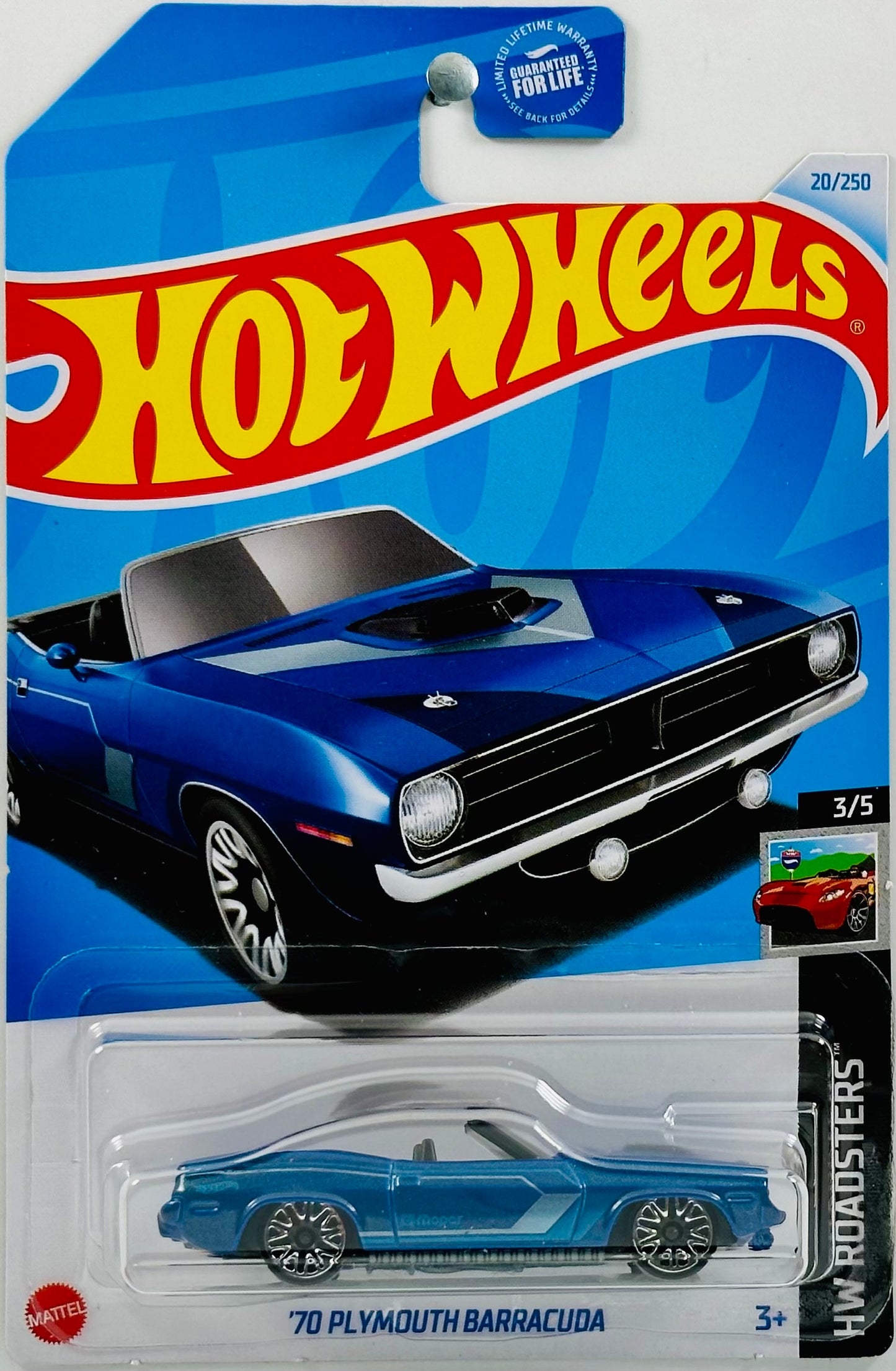 Hot Wheels 2024 - Collector # 020/250 - HW Roadsters 03/05 - '70 Plymouth Barracuda - Metalflake Dark Blue - USA