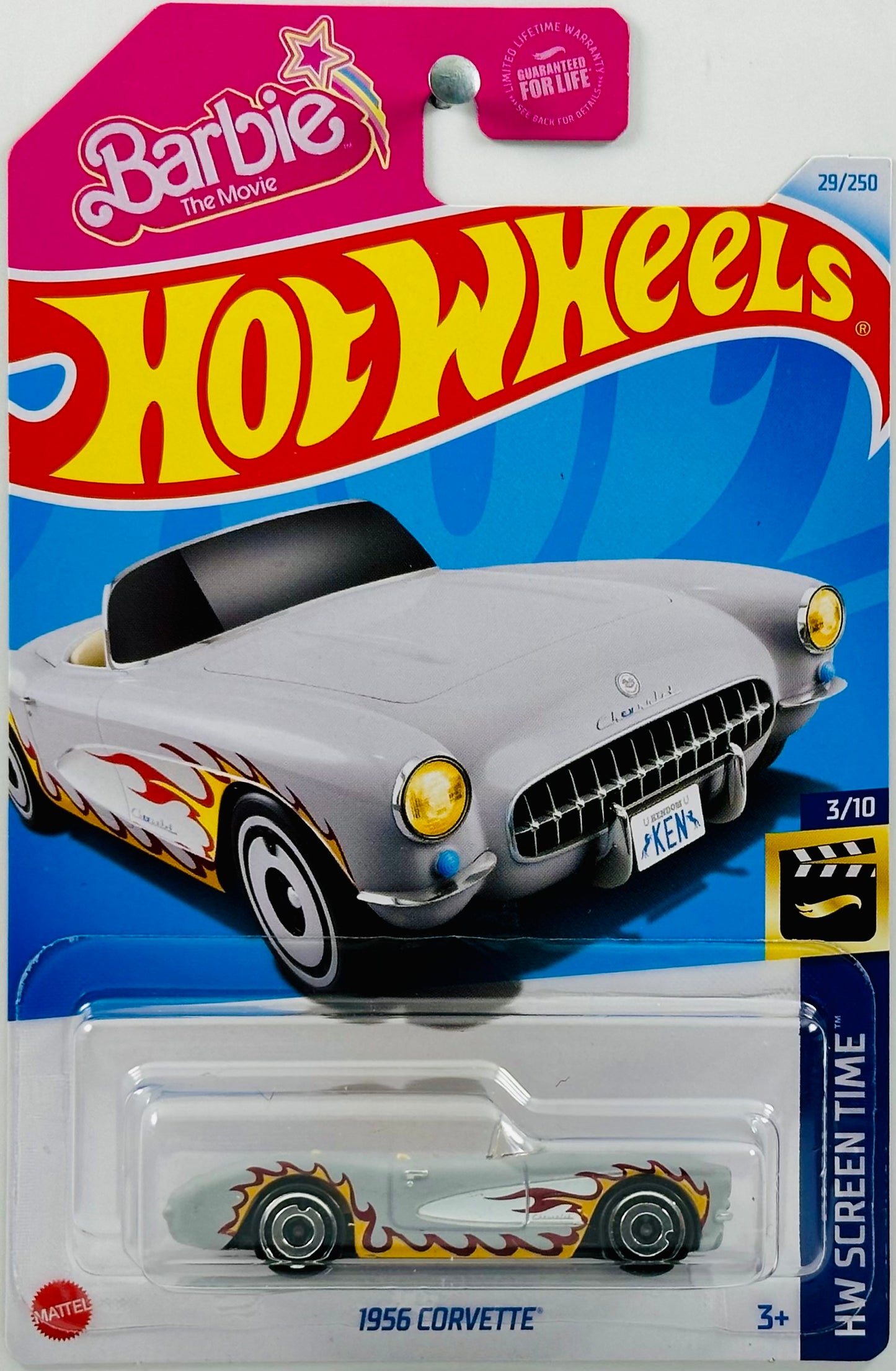 Hot Wheels 2024 - Collector # 029/250 - HW Screen Time 03/10 - 1956 Corvette - Gray - 'Ken' - Barbie: The Movie - USA