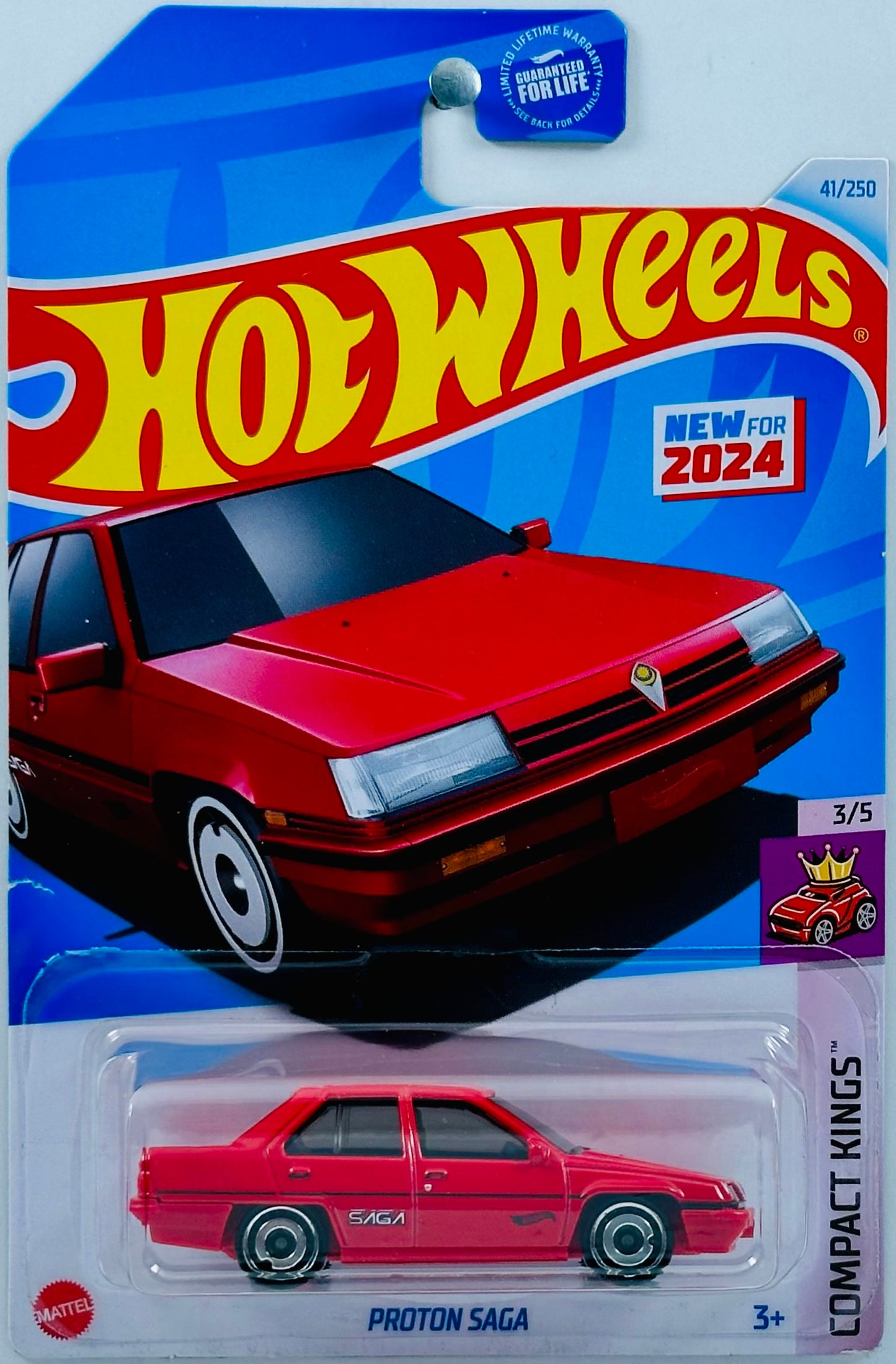 Hot Wheels 2024 - Collector # 041/250 - Compact Kings 01/05 - New Models - Proton Saga - Red - USA