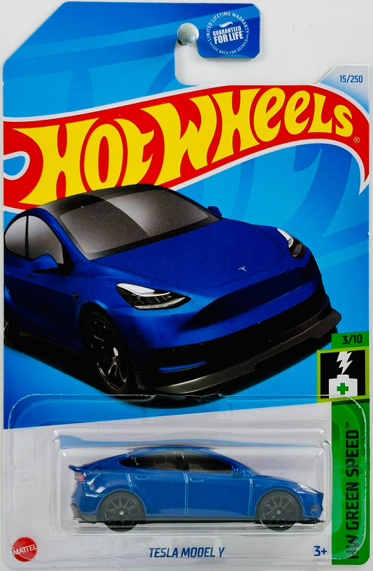 Hot Wheels 2024 - Collector # 015/250 - HW Green Speed 03/10 - Tesla Model Y - Deep Metallic Blue - USA