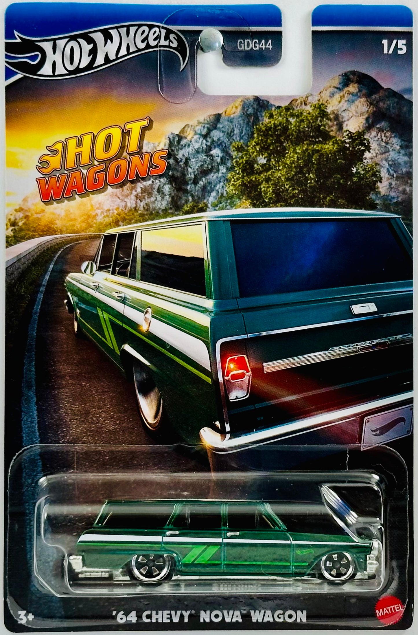 Hot Wheels 2024 - Hot Wagons 01/05 - '64 Chevy Nova Wagon - Dark Green - Metal/Metal - Walmart Exclusive