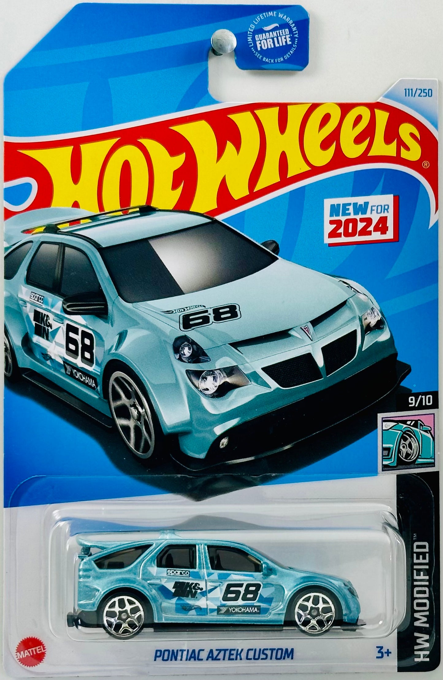 Hot Wheels 2024 - Collector # 111/250 - HW Modified 09/10 - New Models - Pontiac Aztek Custom - Metalflake Blue / #68 - Y5 Wheels - USA Card