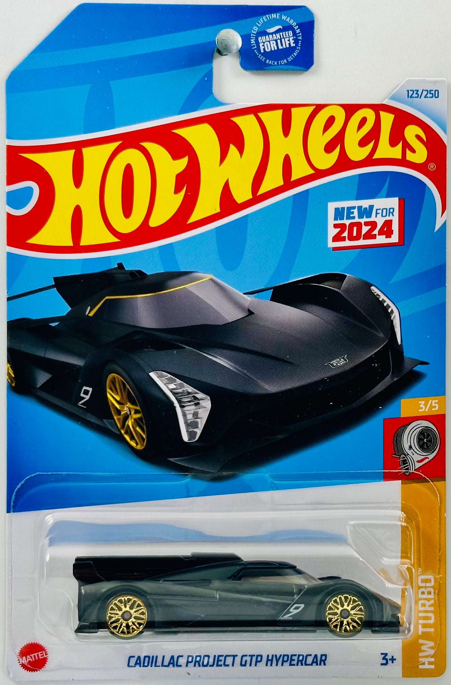 Hot Wheels 2024 - Collector # 123/250 - HW Turbo 03/05 - New Models - Cadillac Project GTP Hypercar - Satin Black - USA