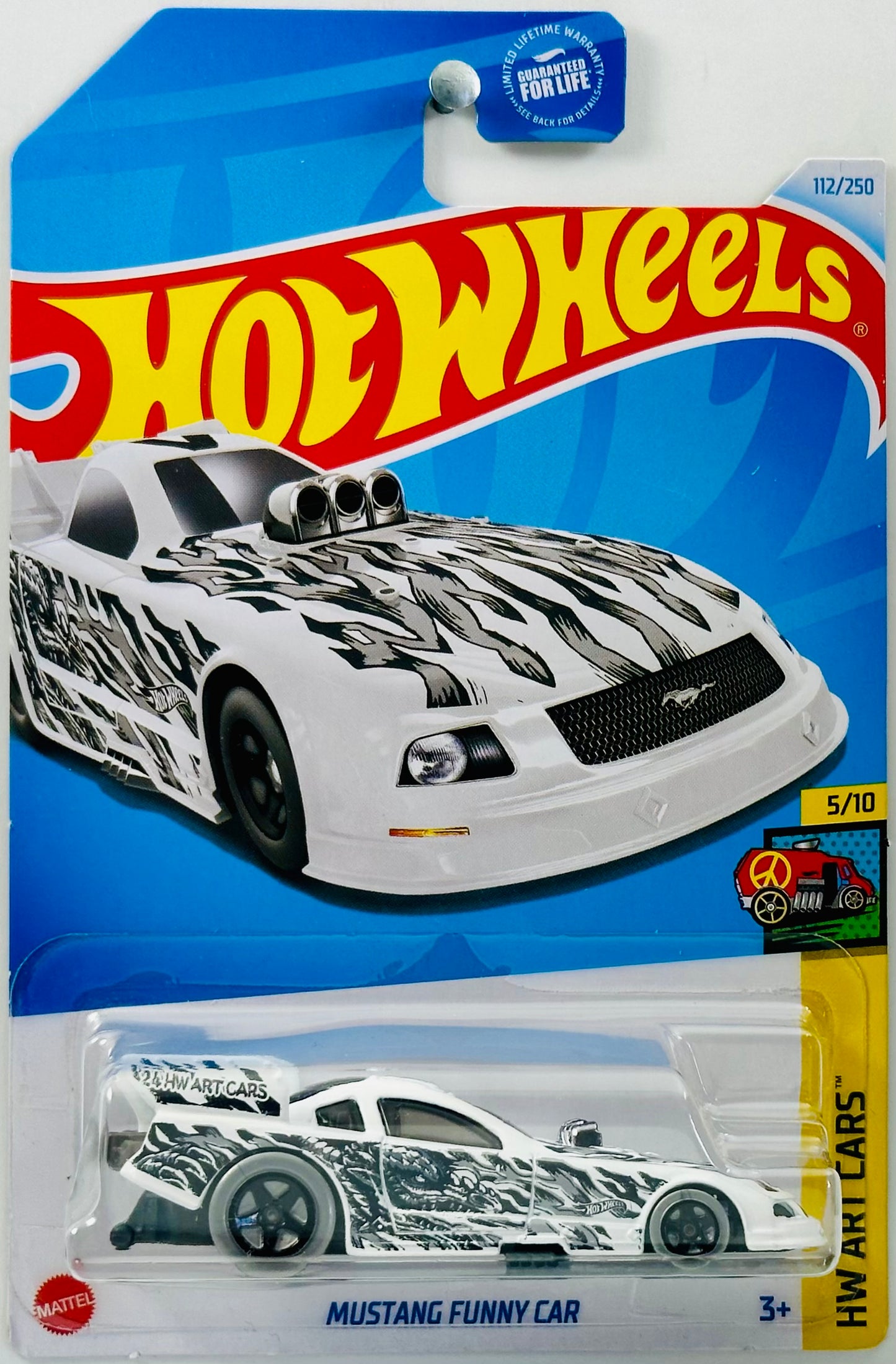 Hot Wheels 2024 - Collector # 112/250 - HW Art Cars 05/10 - Mustang Funny Car - Metallic White - USA