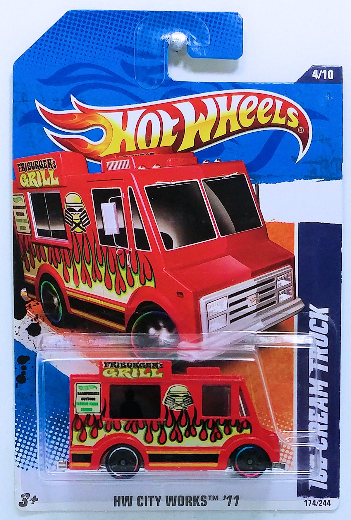 Hot Wheels 2011 - Collector # 174/244 - HW Main Street 4/10 - Ice Cream Truck - Red / Friburger's Grill - USA Card