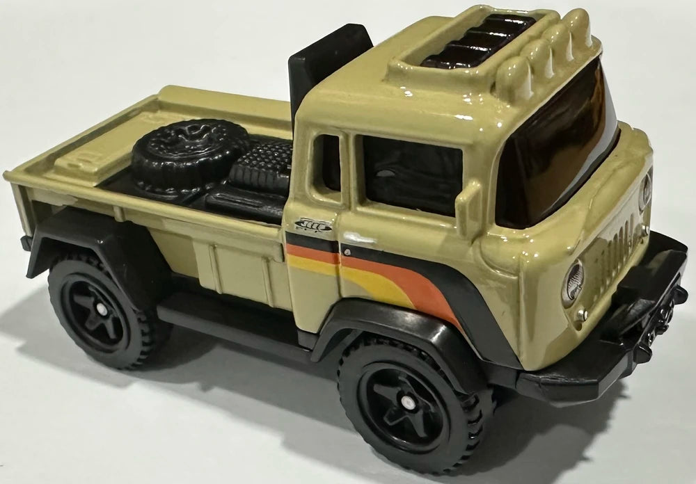 Hot Wheels 2024 - Collector # 068/250 - HW Hot Trucks 3/10 - '57 Jeep FC -  Tan - BAJA5 Wheels - USA Card