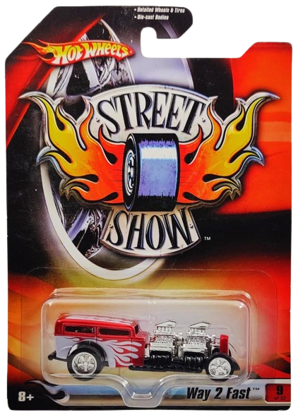 Hot Wheels 2007 - Premium / Street Show # 09 - Way 2 Fast - Metalflake Red - Street Show 5 Spoke (SS5SP) on Rubber Tires - Metal/Metal - Walmart Exclusive