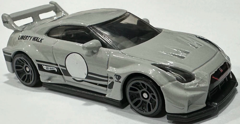 Hot Wheels 2024 - Collector # 242/250 - Then and Nopw 8/10 - LB-Silhouette WORKS GT Nissan 35GT-RR VER.2 - Gray / Liberty Walk - USA 'Liberty Walk' Card