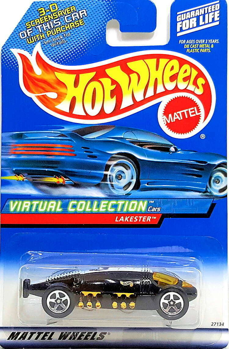 Hot Wheels 2000 - Collector # 168/250 - Virtual Collection - Lakester - Black / 'Skunk Works' - 5 Spokes - USA Angled Card