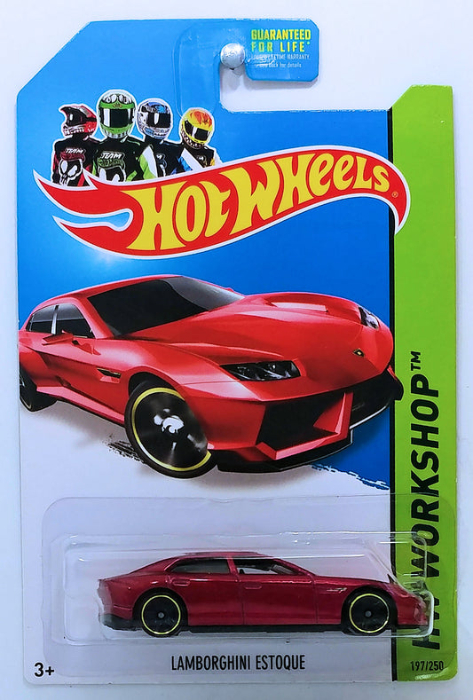 Hot Wheels 2014 - Collector # 197/250 - HW Workshop / HW All Stars - Lamborghini Estoque -  Dark Red Metalflake - Black & Gold PR5 Wheels - USA Card