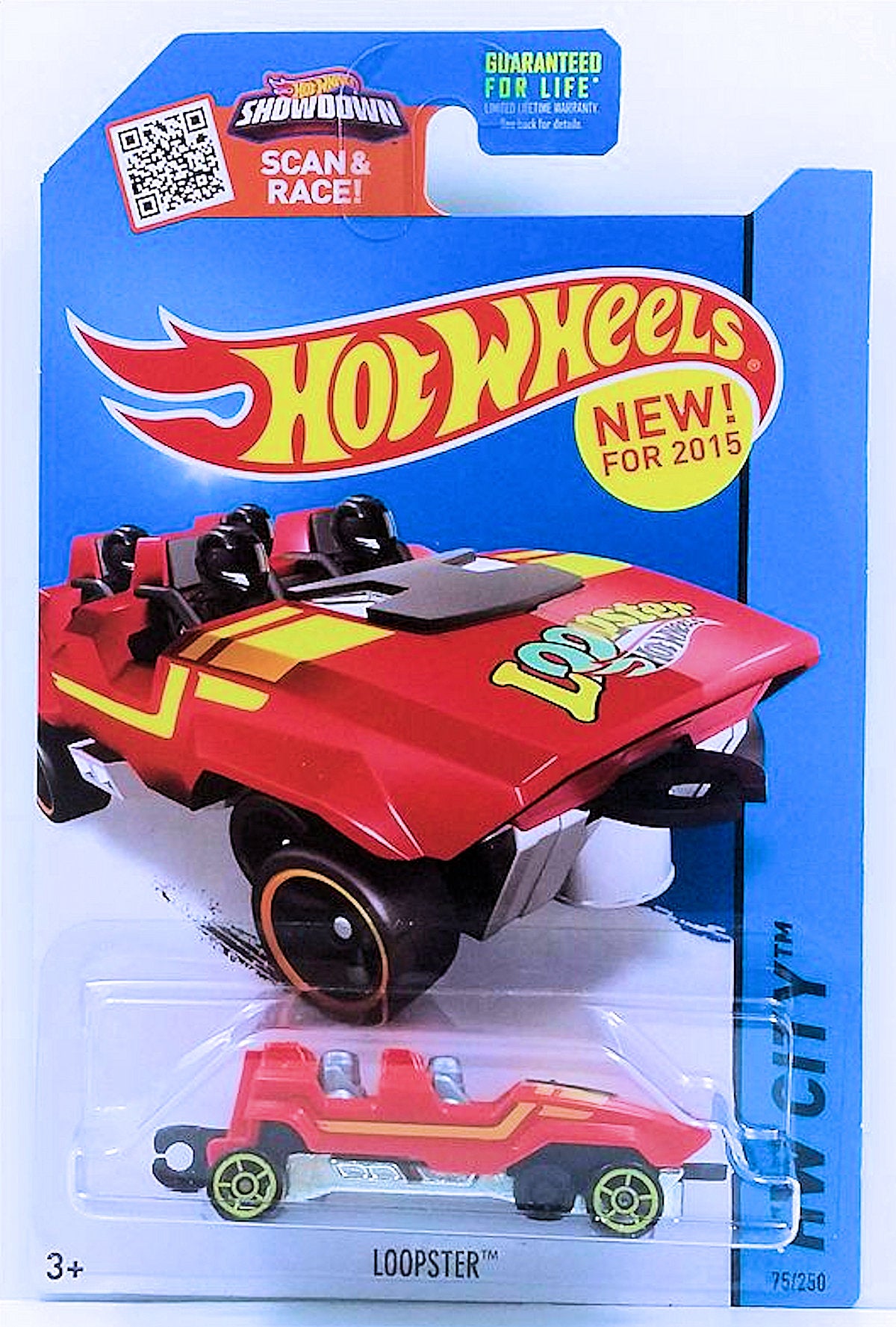 Hot Wheels 2015 - Collector # 075/250 - HW City / Surf Patrol / New Models - Loopster - Red / Hands Down - USA 'Showdown' Card