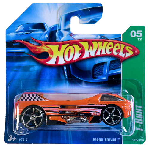 Hot Wheels 2007 - Collector # 125/156 - Treasure Hunt Series 5/12 - Mega Thrust - Orange - OH5SP Wheels - ISC