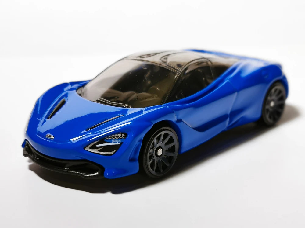 Hot Wheels 2021 - Theme / Factory 500 H.P. # 9/10 - McLaren 720S - Blue - Gray 10 Spoke Wheels - Walmart Exclusive