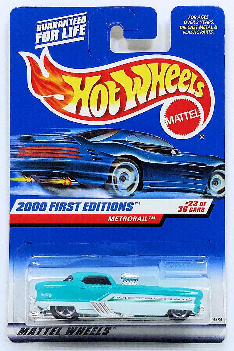 Hot Wheels 2000 - Collector # 083/250 - First Editions 23/36 - Metrorail - Turquoise - USA 'Square' Card