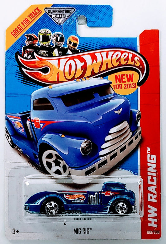 Hot Wheels 2013 - Collector # 109/250 - HW Racing / Race Team / New Model - Mig Rig - Blue - USA Card