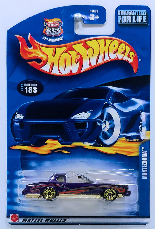 Hot Wheels 2002 - Collector # 183/240 - Montezooma - Metallic Purple - USA '35th Anniversary' Card